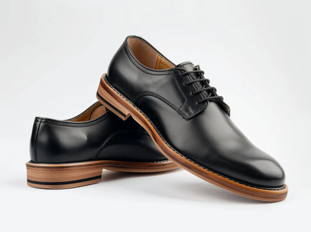 Black Leather Wheatfield Oxford Derby Shoes- Summer 2024 Collection sold by Costoso Italiano