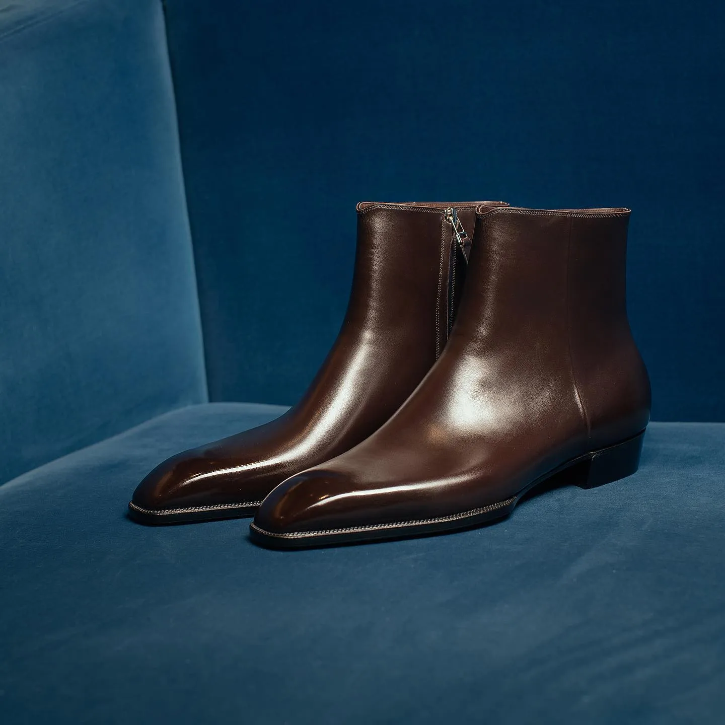 Brown Leather Anzio Zipper Boots - AW24 sold by Costoso Italiano