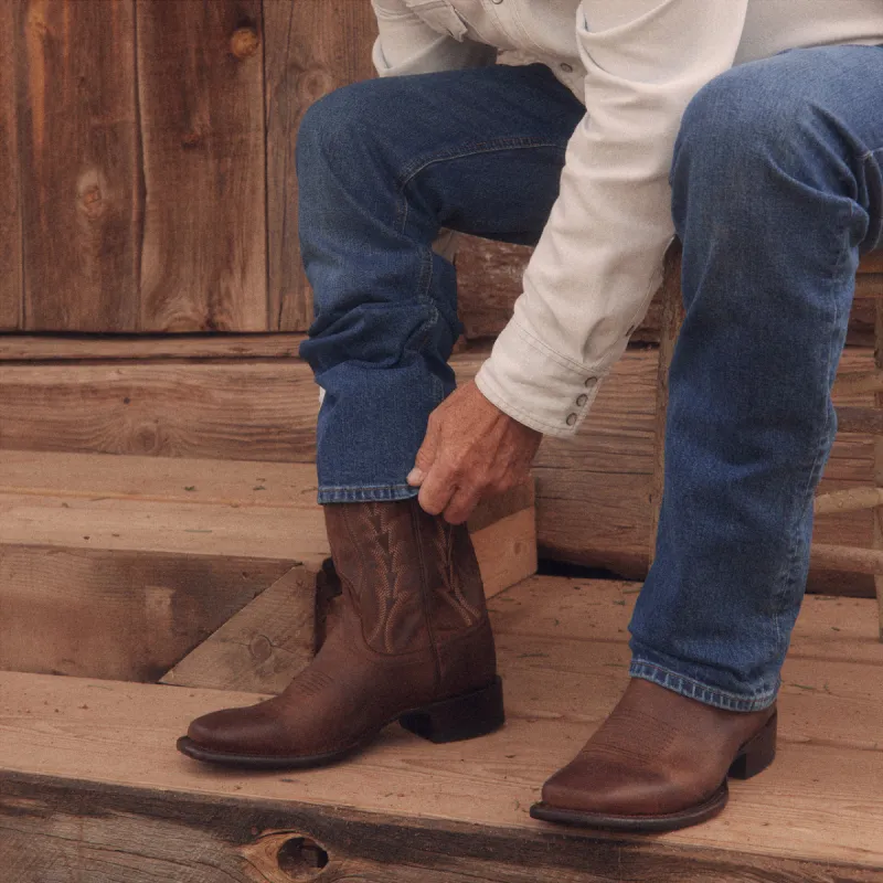 Brown Leather Blackwood Slip On Zipper Western Cowboy Boots - AW24 sold by Costoso Italiano