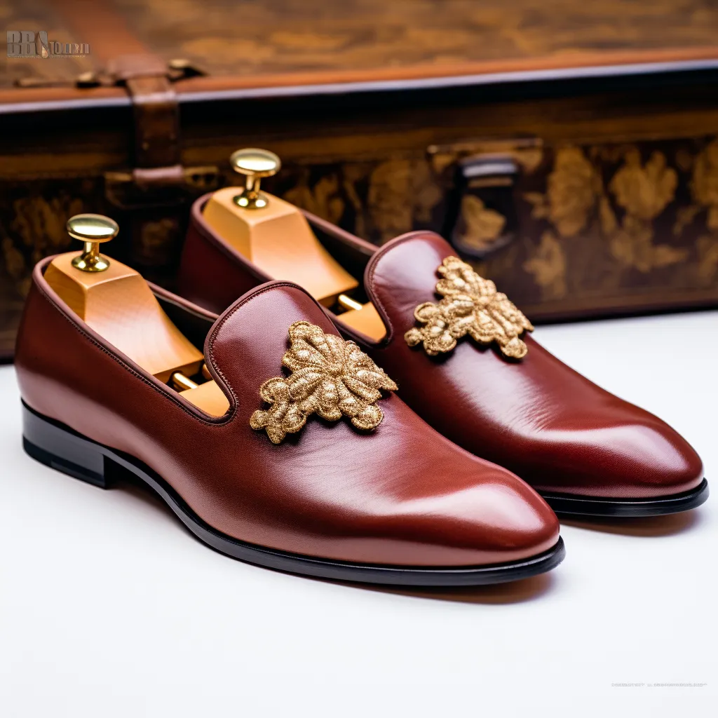 Burgundy Leather Embroidery Work Peshawari Loafers | Wedding Shoes for Groom | Shoes for Haldi Mehendi Sangeet sold by Costoso Italiano