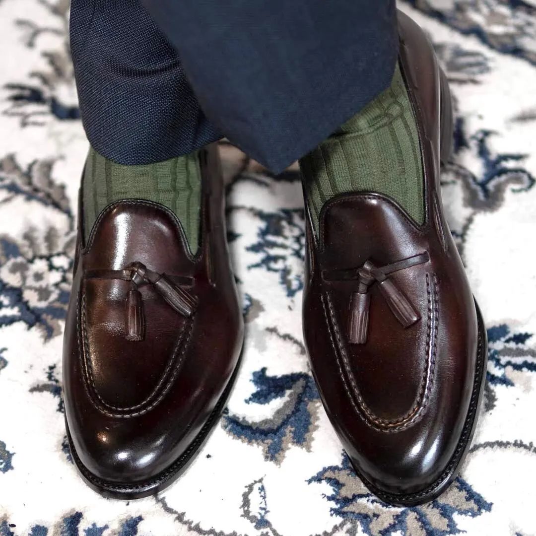 Brown Leather Sevilla Tassel Loafers sold by Costoso Italiano