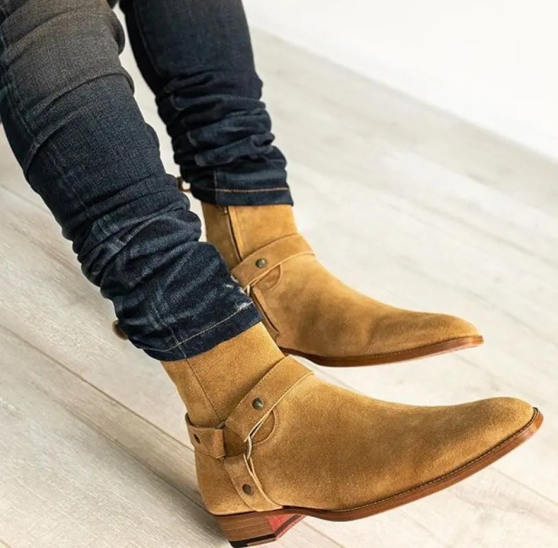Tan Suede Xendara Harness Chelsea Boots - AW24 sold by Costoso Italiano