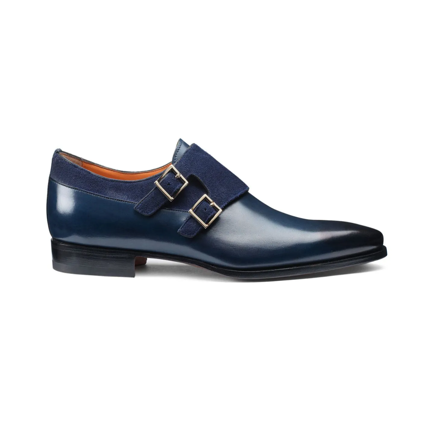 Height Increasing Navy Blue Leather & Suede Castle Monk Straps sold by Costoso Italiano product image thumbnail 3