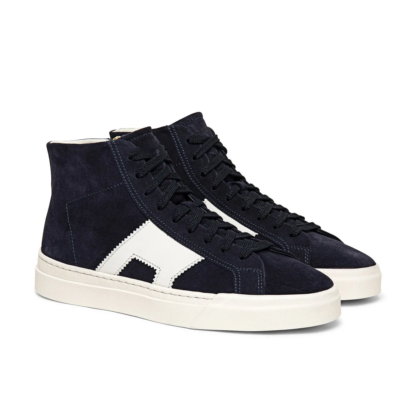Navy Blue Suede Wolfton Lace Up High Top Sneakers - AW24 sold by Costoso Italiano