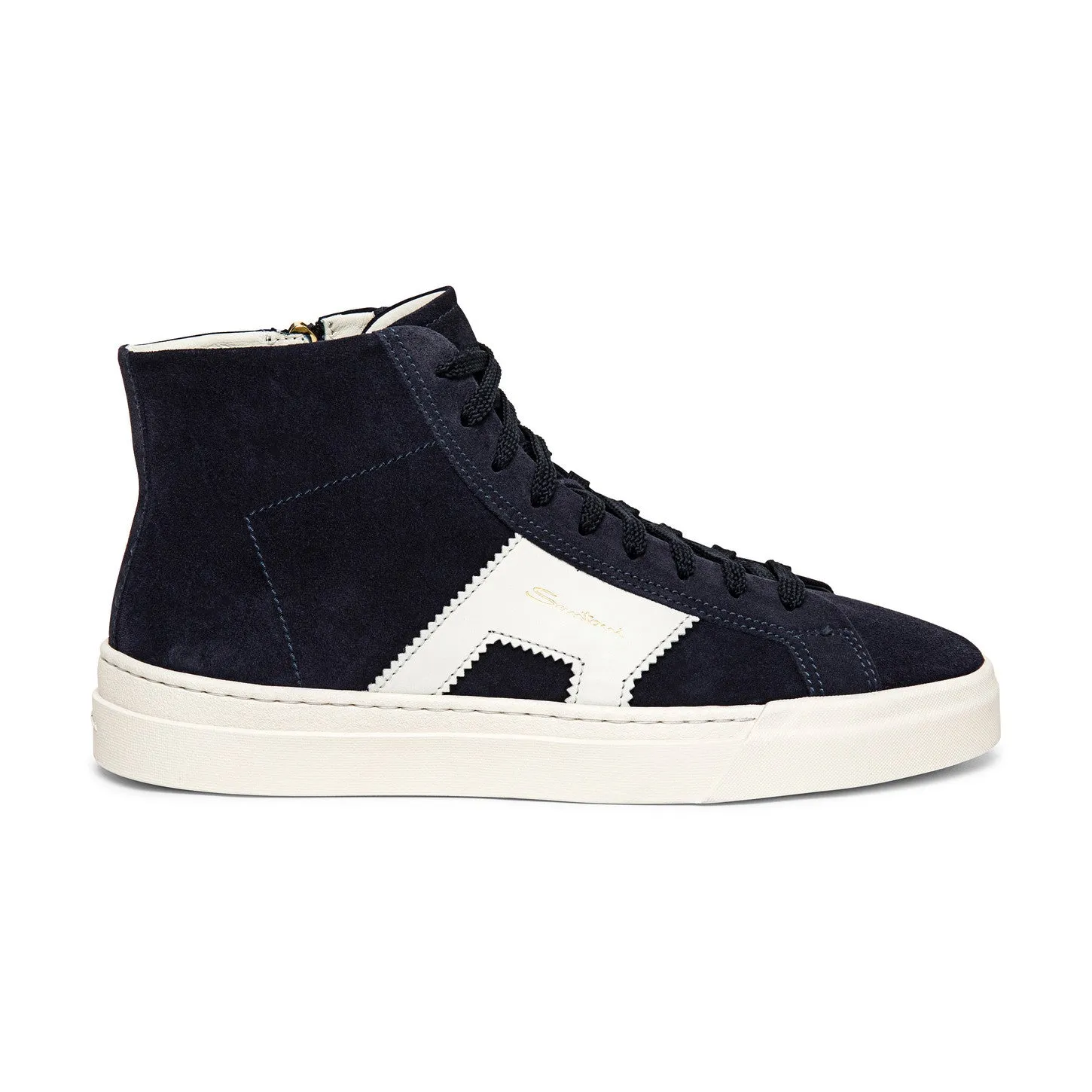 Navy Blue Suede Wolfton Lace Up High Top Sneakers - AW24 sold by Costoso Italiano product image thumbnail 2