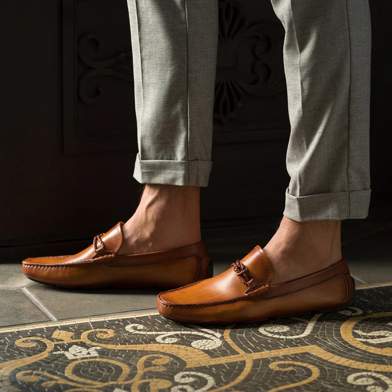 Tan Leather Davos Driving Loafers - AW22 sold by Costoso Italiano product image thumbnail 2