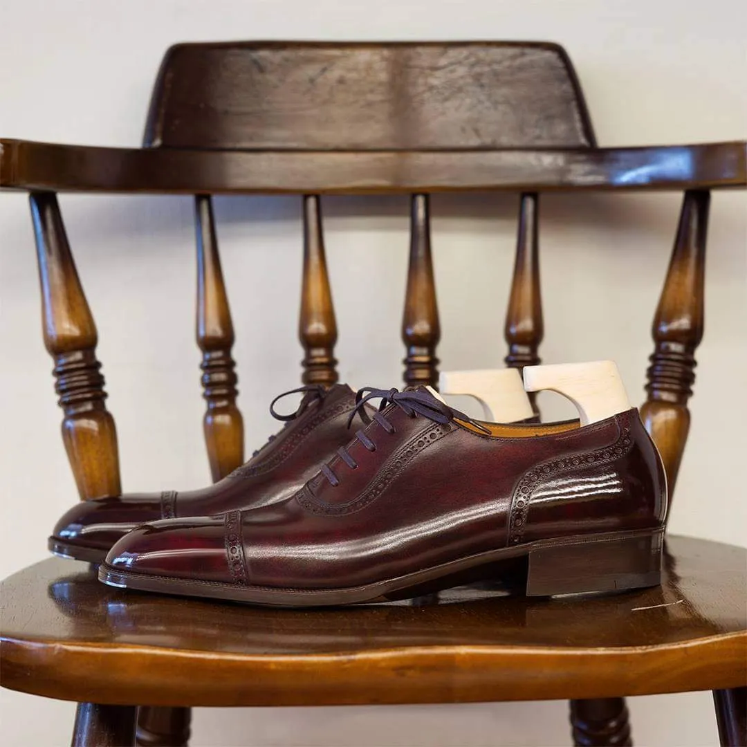 Brown Leather Alaric Toe Cap Brogue Oxfords - Formal Shoes - SS23 sold by Costoso Italiano