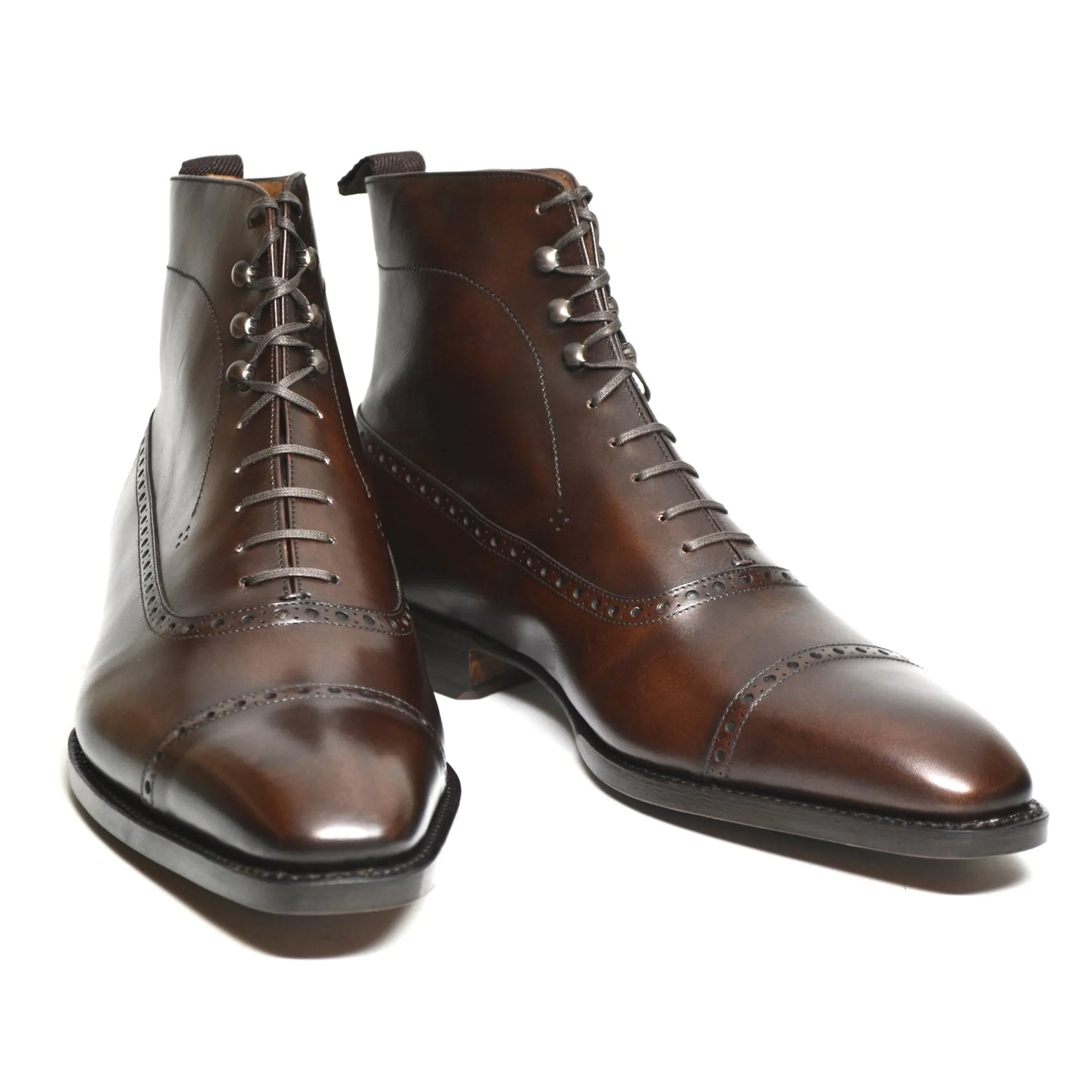 Height Increasing Brown Leather Clifton Lace Up Boots sold by Costoso Italiano