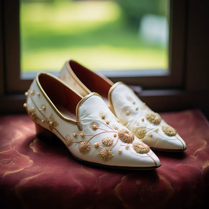 White Velvet Hand Work Zardozi Peshawari Loafers | Wedding Shoes for Groom | Shoes for Haldi Mehendi Sangeet sold by Costoso Italiano