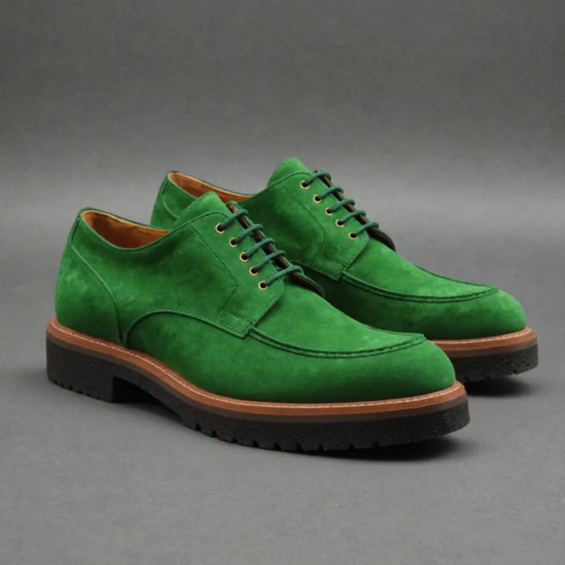 Green Suede Leather Orion Chunky Derby Shoes - SS23 sold by Costoso Italiano