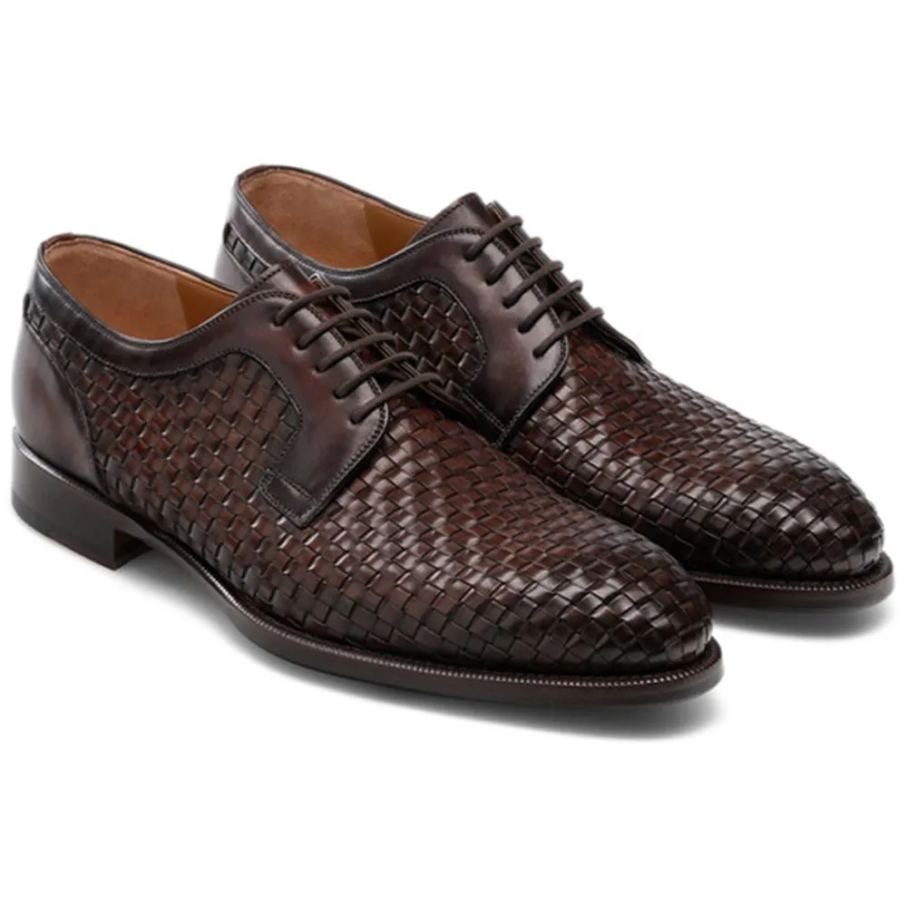Flat Feet Shoes - Brown Braided Leather Holloway Derby Shoes with Arch Support sold by Costoso Italiano