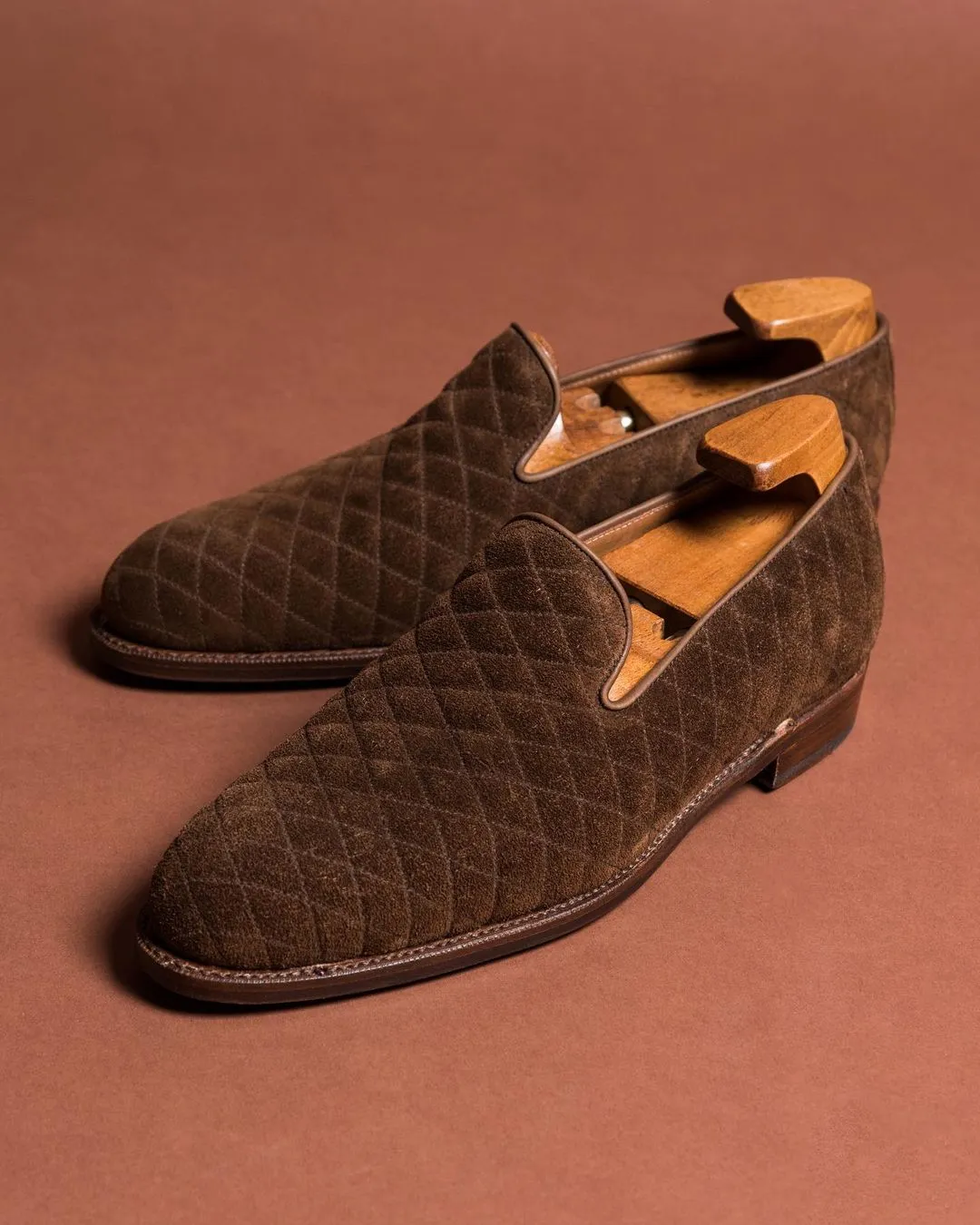 Height Increasing Brown Quilted Suede Mieres Loafers sold by Costoso Italiano