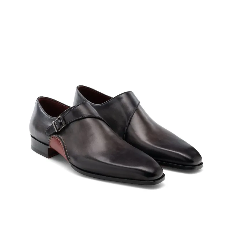 Black Leather Bathurst Monk Straps Shoes sold by Costoso Italiano
