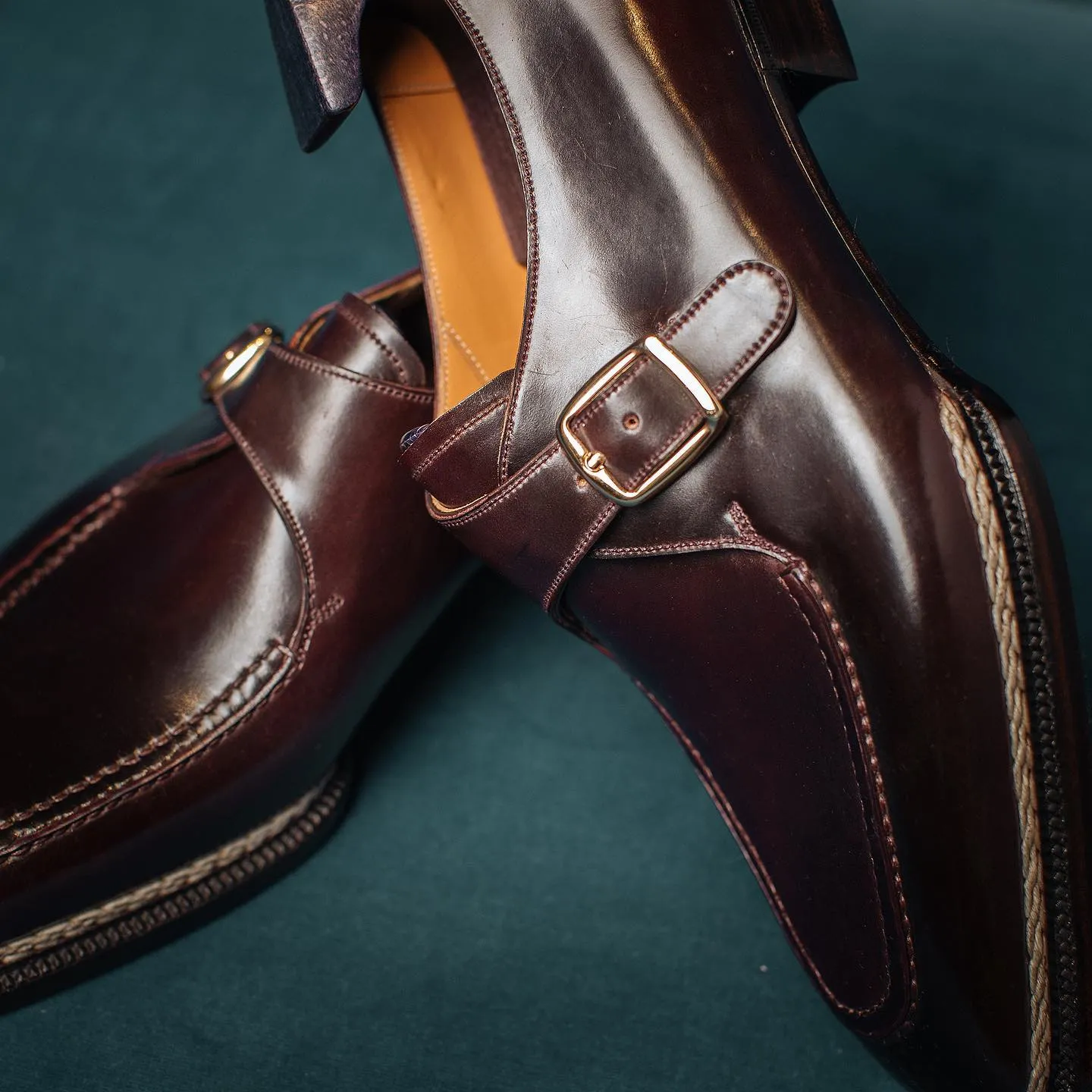 Brown Leather Toledo Buckle Single Monk Straps with Norwegian Welting - AW24 sold by Costoso Italiano product image thumbnail 3