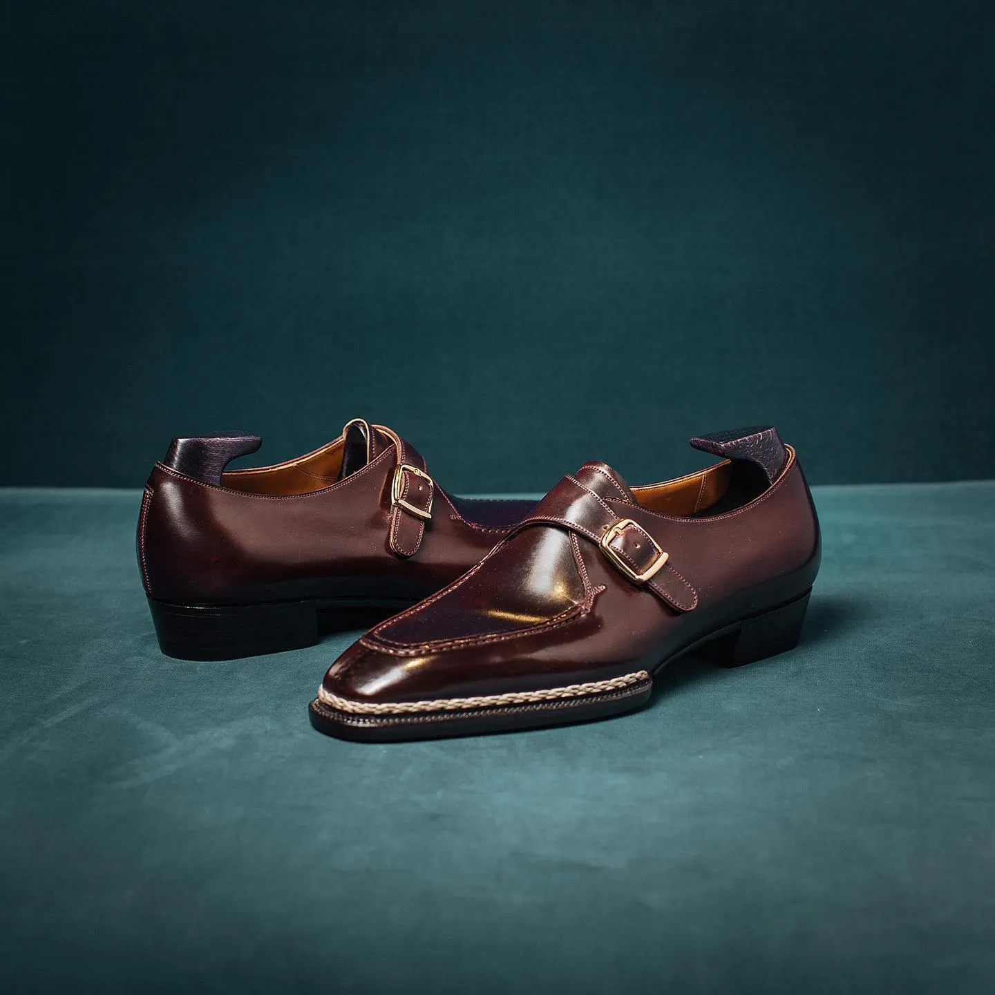 Brown Leather Toledo Buckle Single Monk Straps with Norwegian Welting - AW24 sold by Costoso Italiano product image thumbnail 2