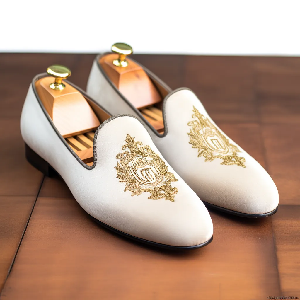 White Velvet Embroidery Work Peshawari Loafers | Wedding Shoes for Groom | Shoes for Haldi Mehendi Sangeet sold by Costoso Italiano
