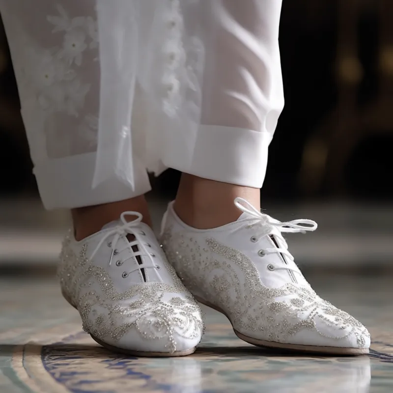 White Velvet Hand Embroidery Work Peshawari Loafers | Wedding Shoes for Groom | Shoes for Haldi Mehendi Sangeet sold by Costoso Italiano