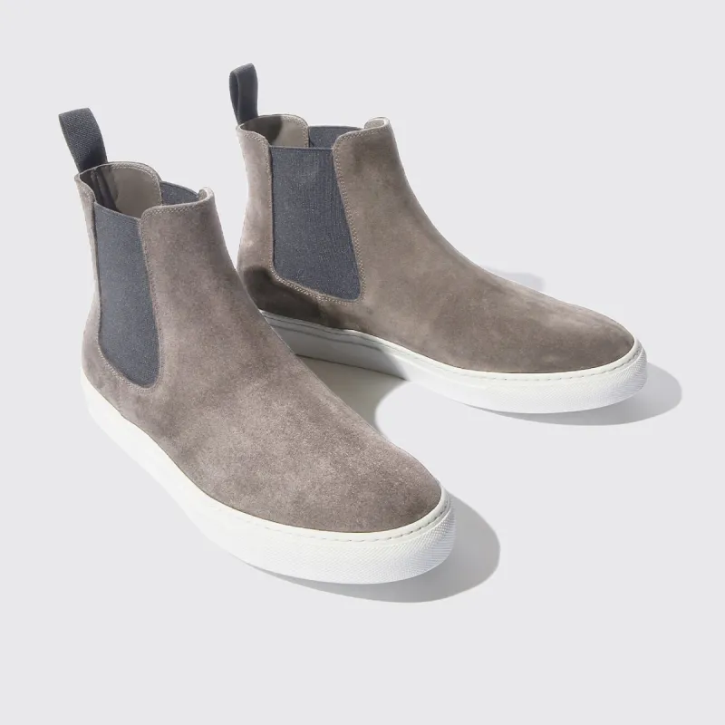 Grey Suede Kevin High Top Chelsea Sneaker Boots - AW24 sold by Costoso Italiano
