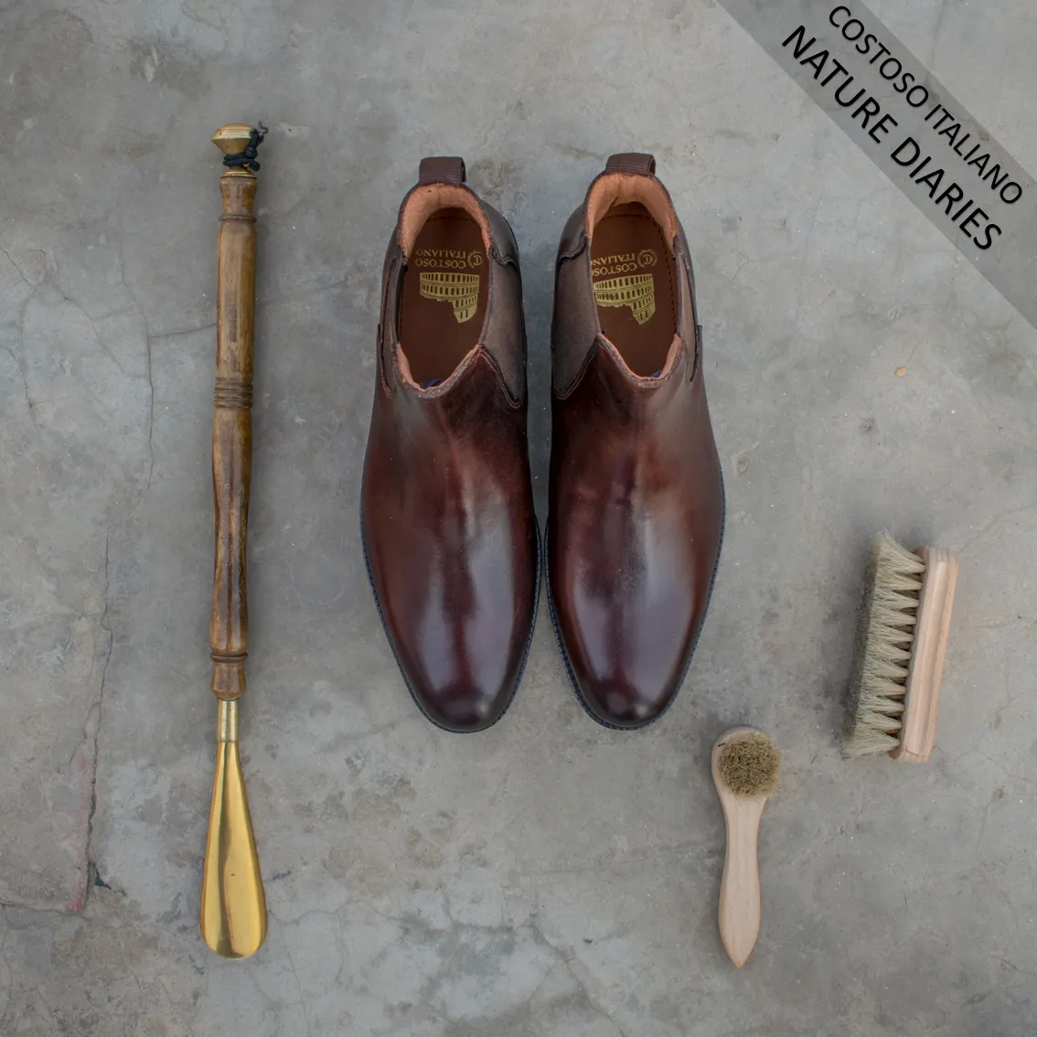 Height Increasing Brown Leather Fenland Slip On Chelsea Boots sold by Costoso Italiano product image thumbnail 4