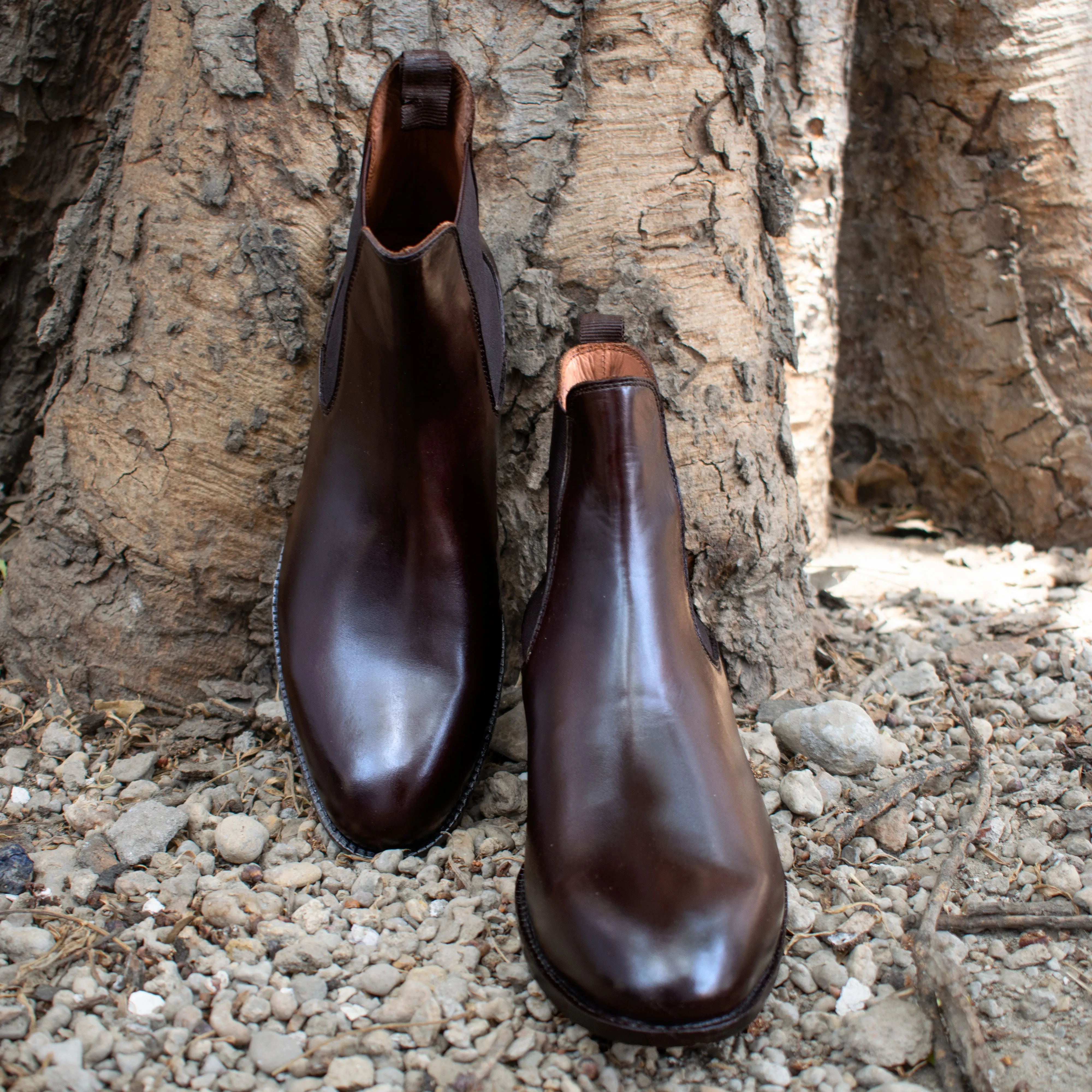Height Increasing Brown Leather Fenland Slip On Chelsea Boots sold by Costoso Italiano
