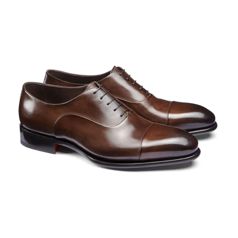 Brown Leather Woodford Balmoral Toe Cap Oxfords - Formal Shoes sold by Costoso Italiano