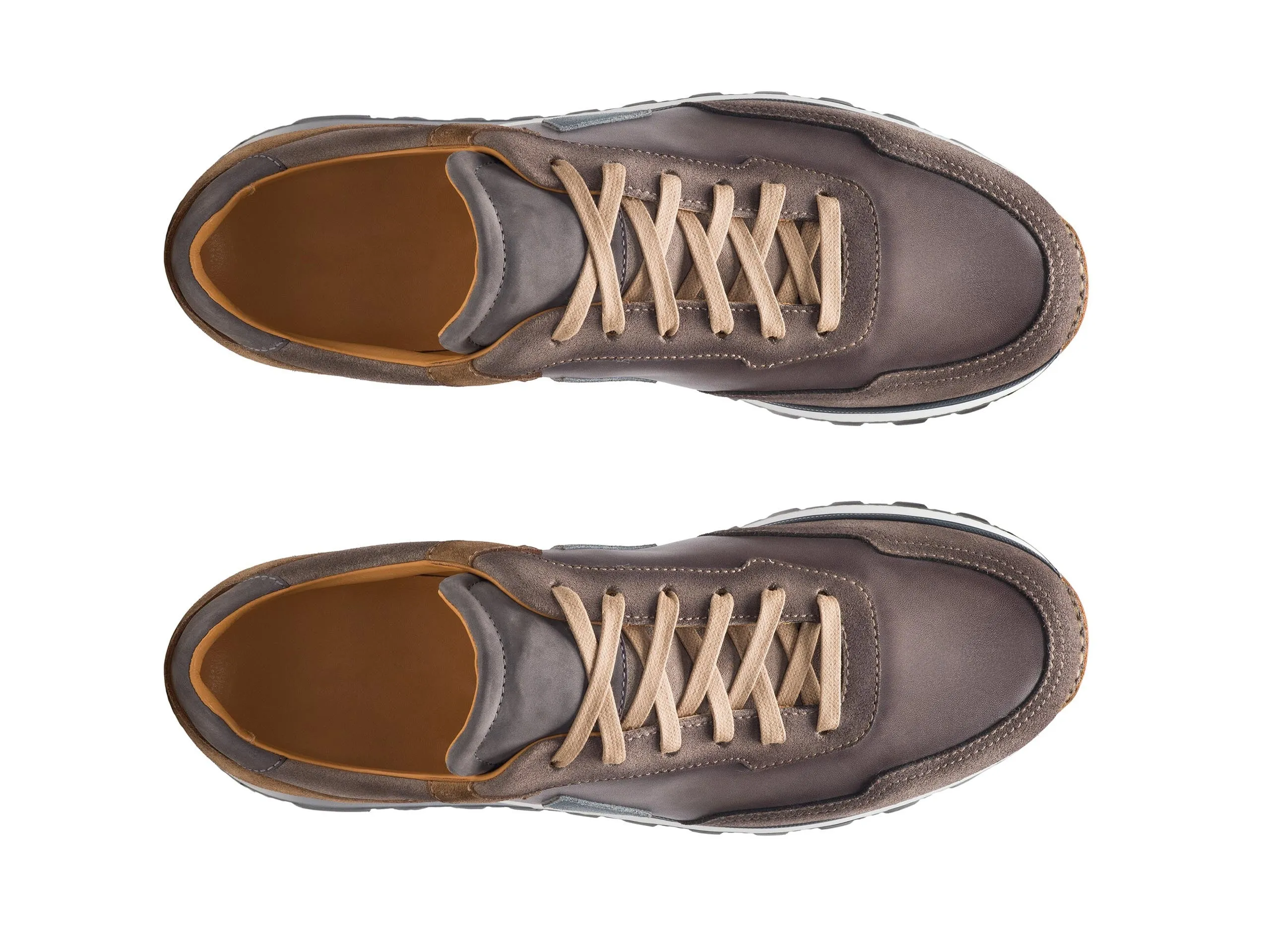 Brown Suede and Grey Leather Laivai Lace Up Running Sneaker Shoes sold by Costoso Italiano product image thumbnail 2
