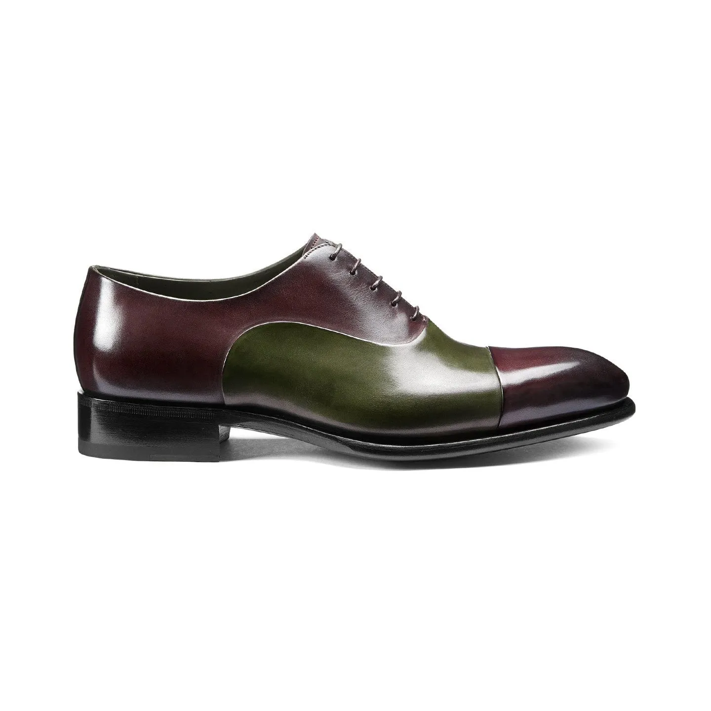 Olive Green and Wine Burgundy Leather Woodford Balmoral Toe Cap Oxfords sold by Costoso Italiano product image thumbnail 2
