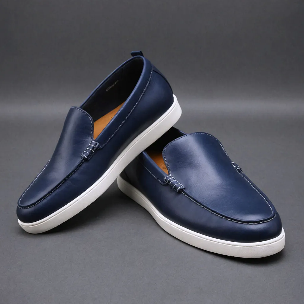 Dark Blu Leather Magnus Slip On Sneakers sold by Costoso Italiano