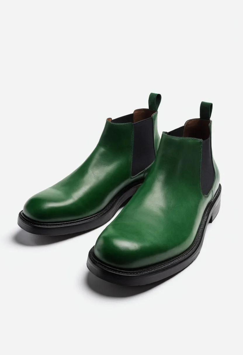 Green Leather Grayson Chelsea Boot sold by Costoso Italiano