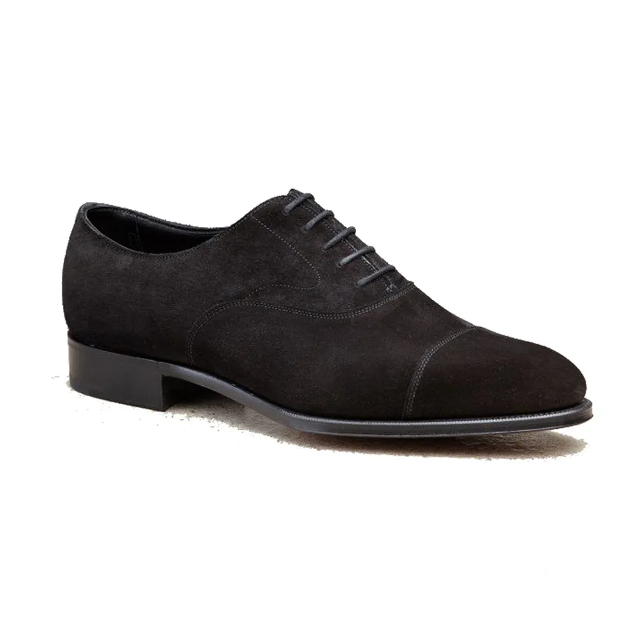 Black Suede Waltham Toe Cap Oxfords sold by Costoso Italiano