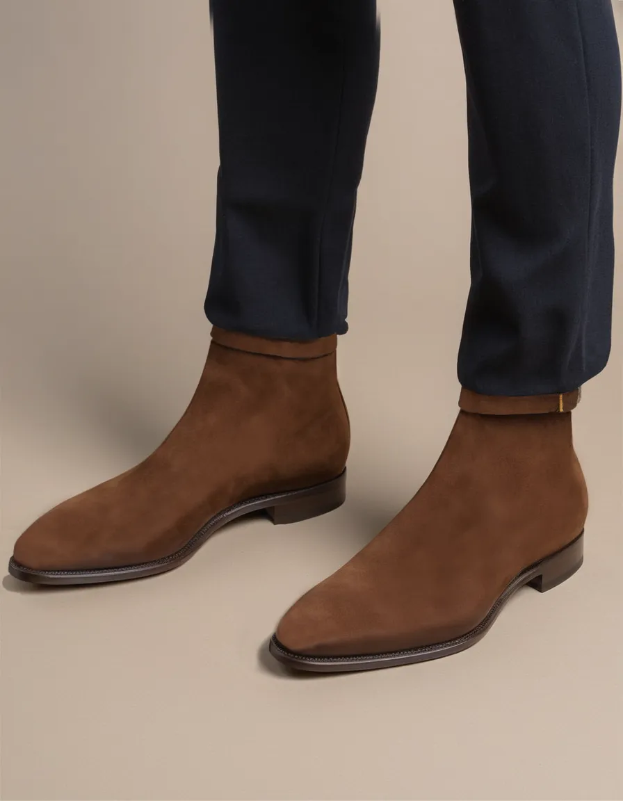 Brown Suede Leather Cracio Slip On Jodhpur Boots sold by Costoso Italiano