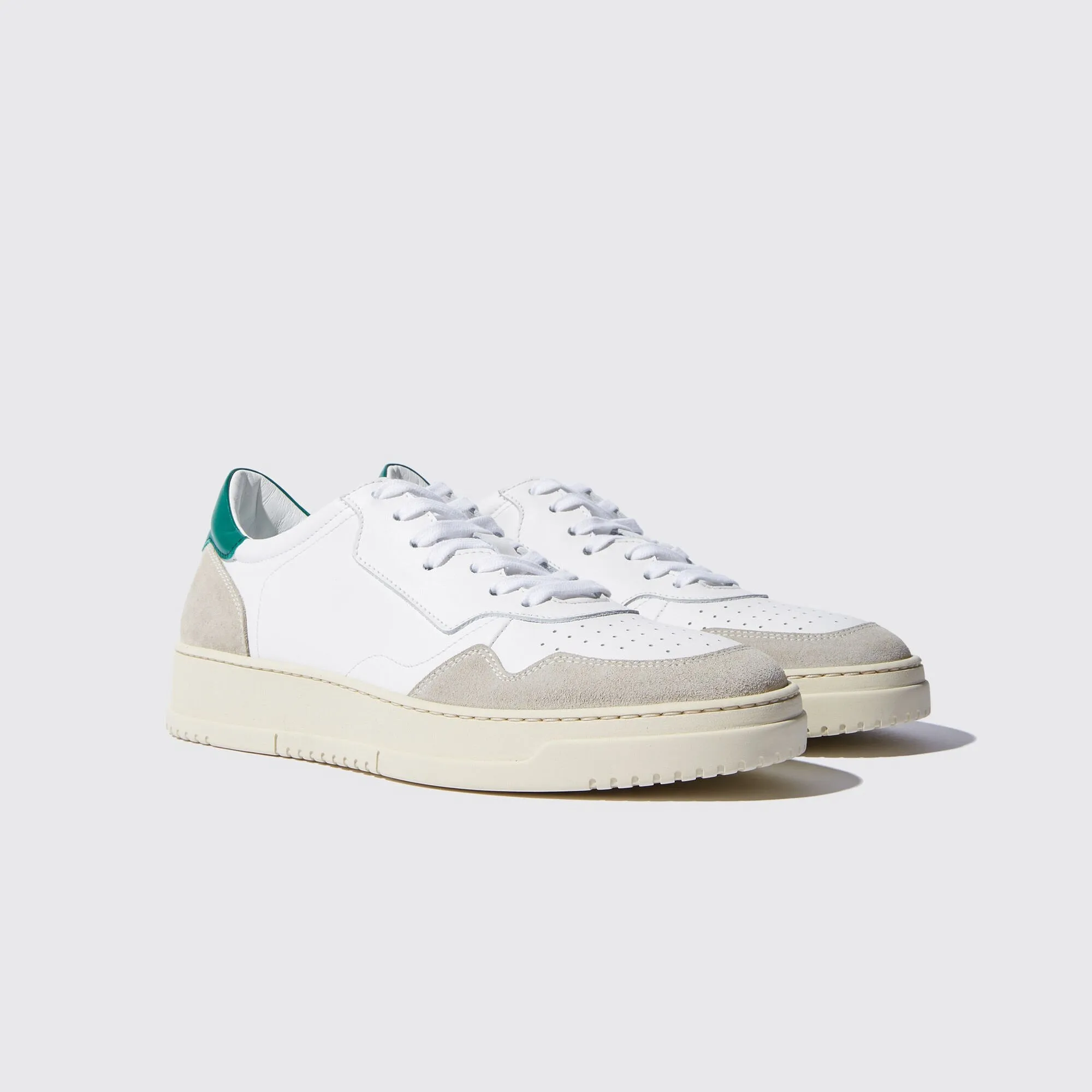 White Leather and Grey Suede Carter Lace Up Sneakers - Summer 2024 Collection sold by Costoso Italiano