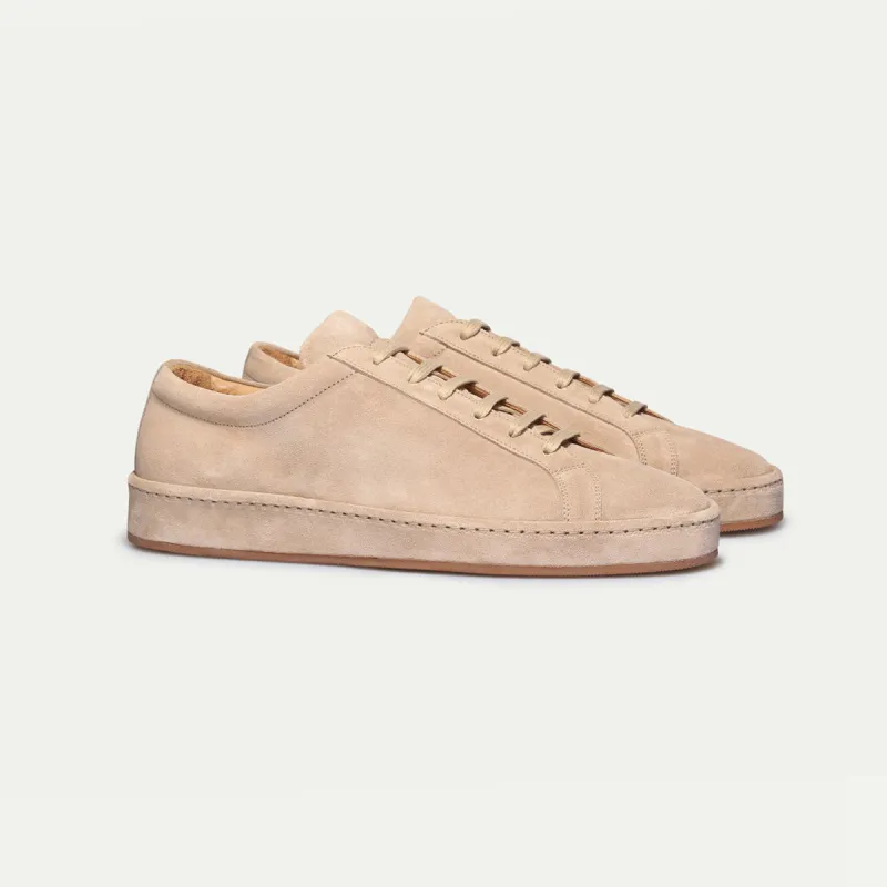 Light Beige Suede Eirene Lace Up Sneakers - AW24 sold by Costoso Italiano