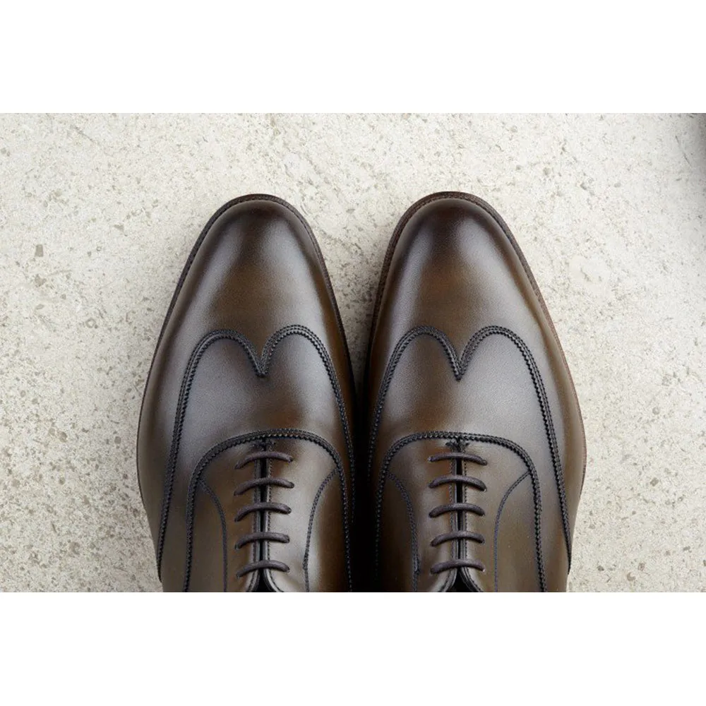 Olive Green Leather Gedling Brogue Oxfords sold by Costoso Italiano product image thumbnail 3