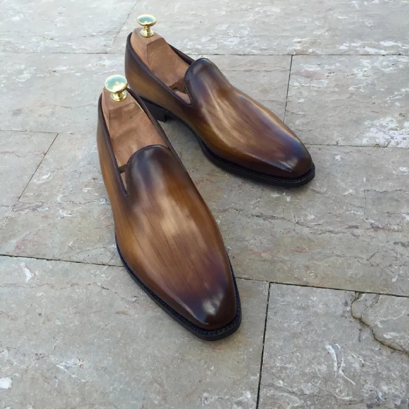 Height Increasing Brown Leather Oviedo Loafers sold by Costoso Italiano