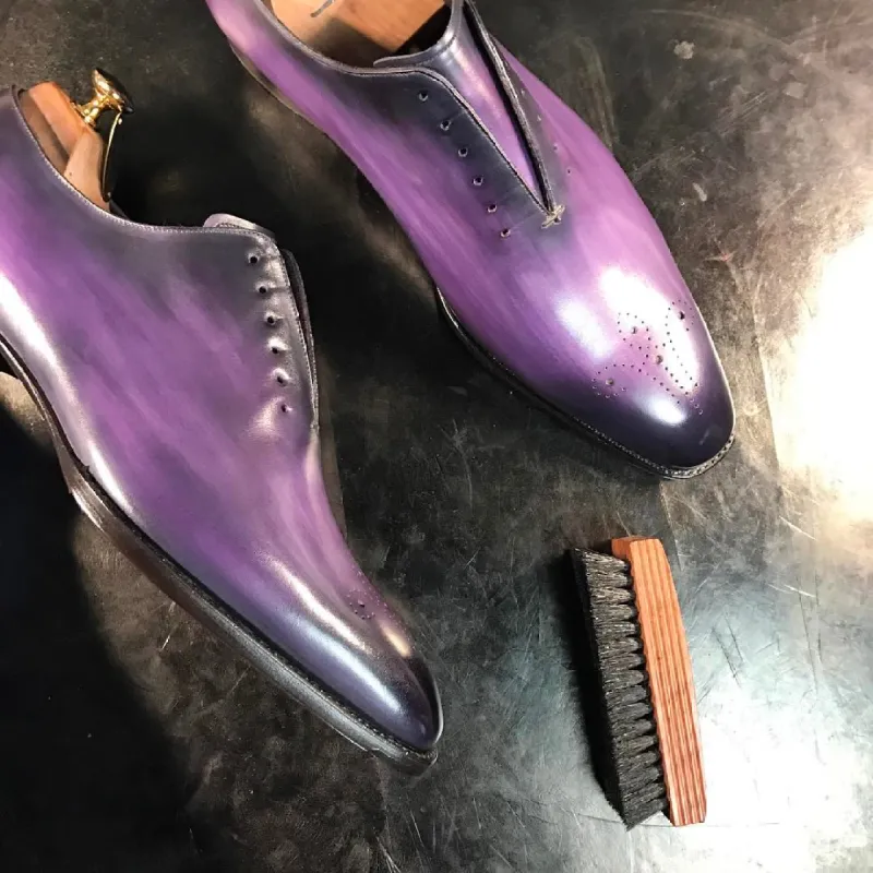 Purple Leather Lucena Oxfords - Formal Shoes sold by Costoso Italiano