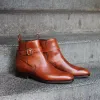 Height Increasing Tan Leather Alvor Slip On Jodhpur Boots sold by Costoso Italiano
