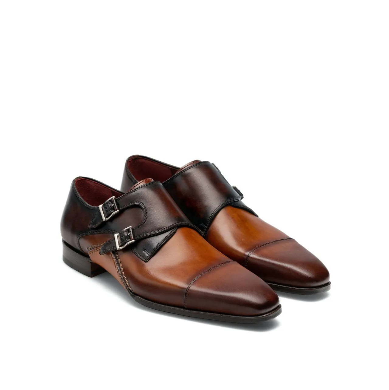 Flat Feet Shoes - Tan & Brown Leather Cooma Monk Straps Shoes with Arch Support sold by Costoso Italiano