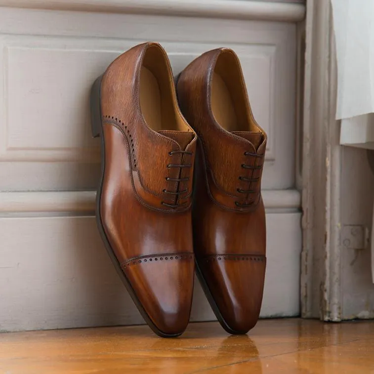Tan Leather Jovian Lace Up Brogue Toe Cap Balmoral Oxfords - SS23 sold by Costoso Italiano product image thumbnail 2
