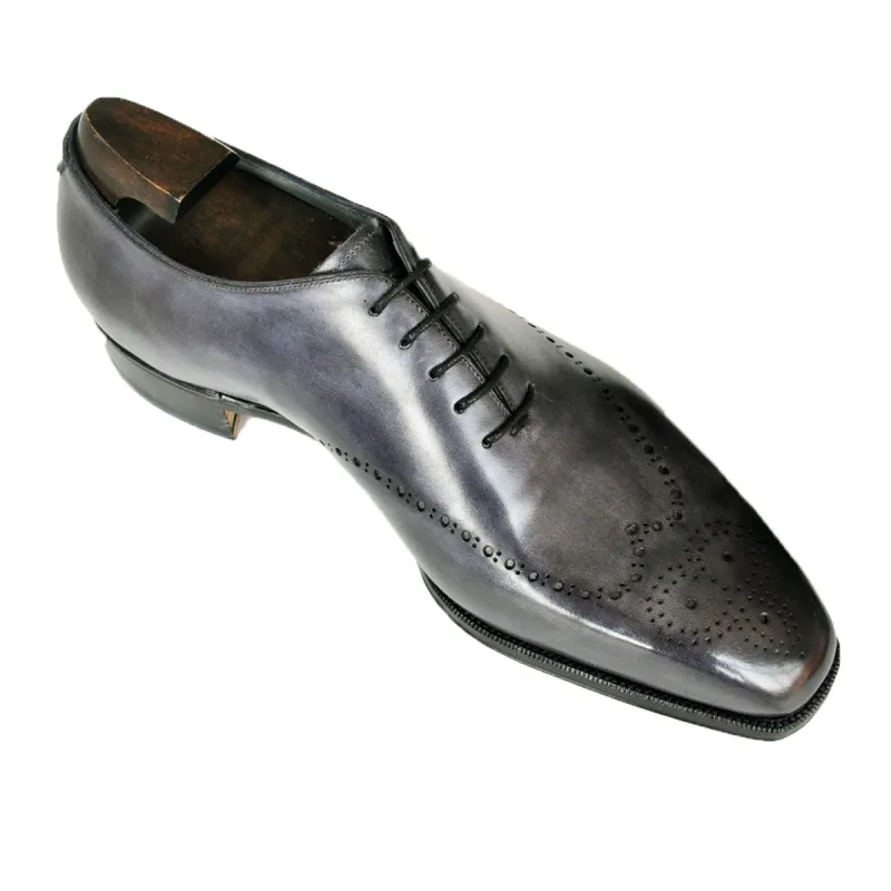 Gray Black Leather Tycoon Oxford Shoes sold by Costoso Italiano