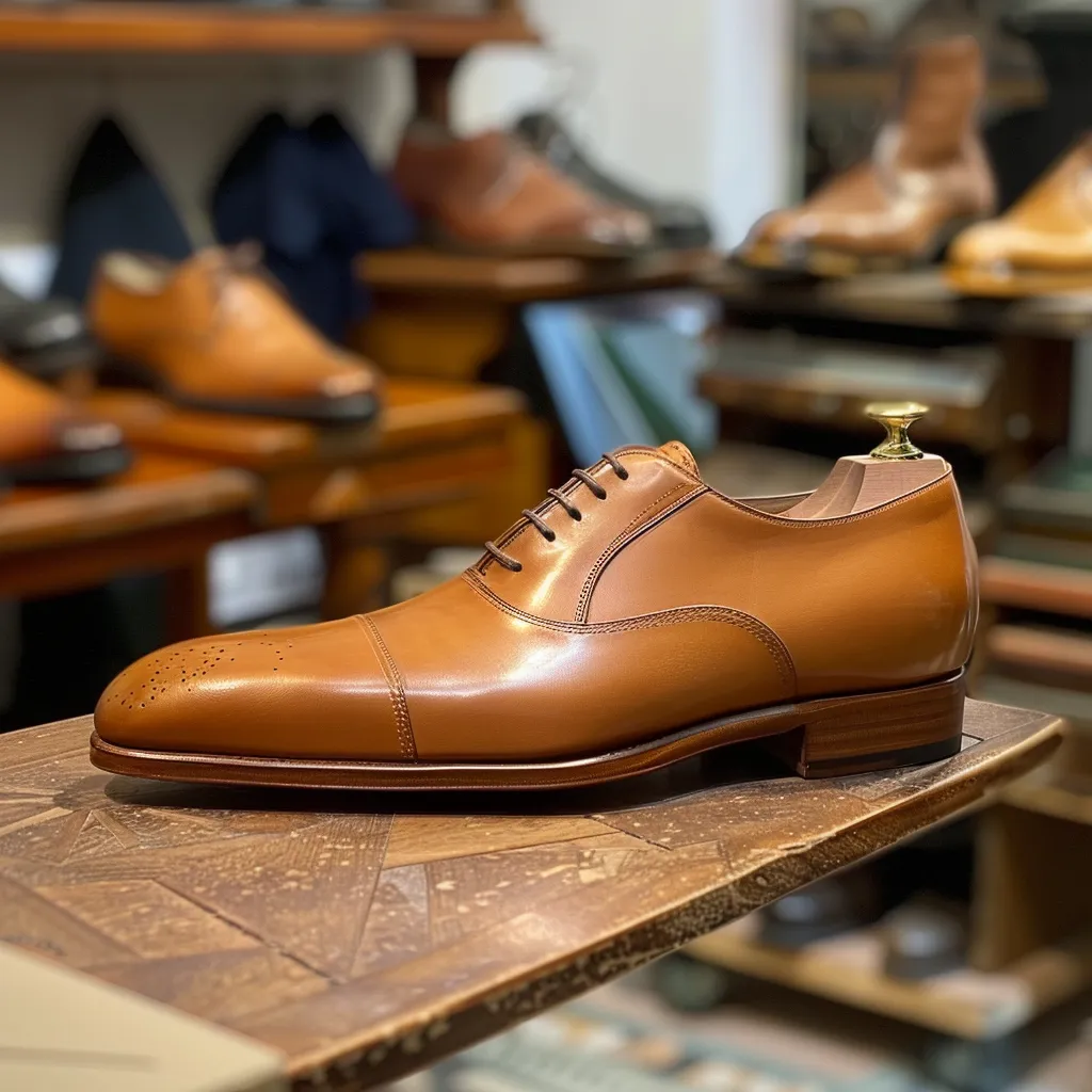 Tan Leather Carson Oxford Derby Shoes sold by Costoso Italiano
