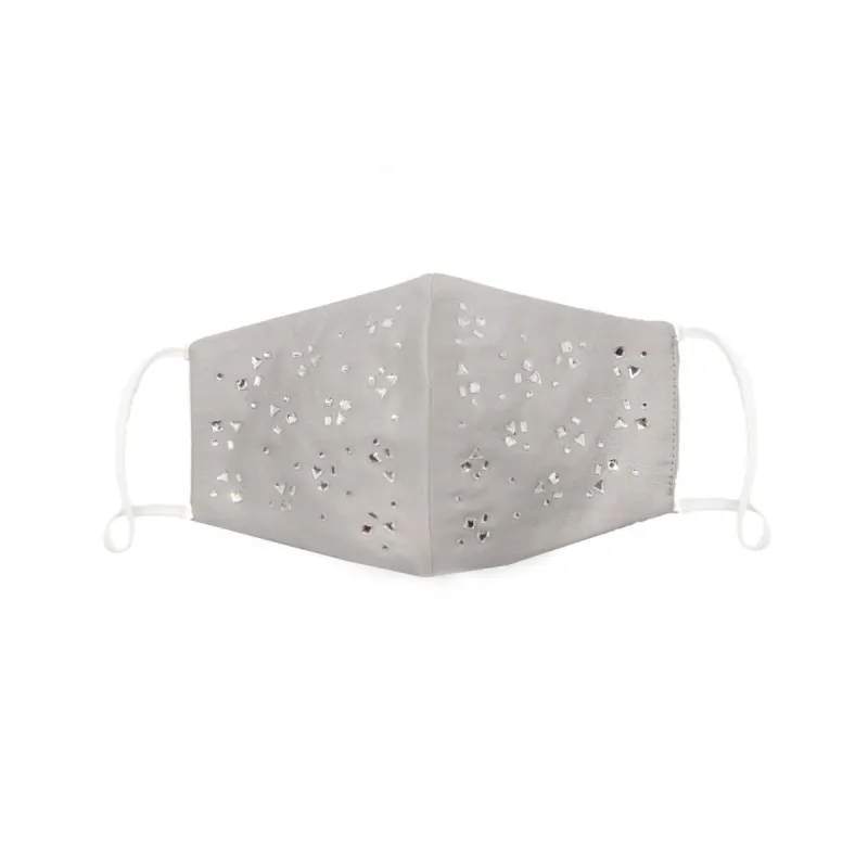 White Silk Mask with Starry Swarovski Crystals sold by Costoso Italiano