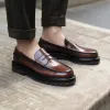 Brown Leather Prestige Penny Loafers with Chunky Sole - SS23 sold by Costoso Italiano