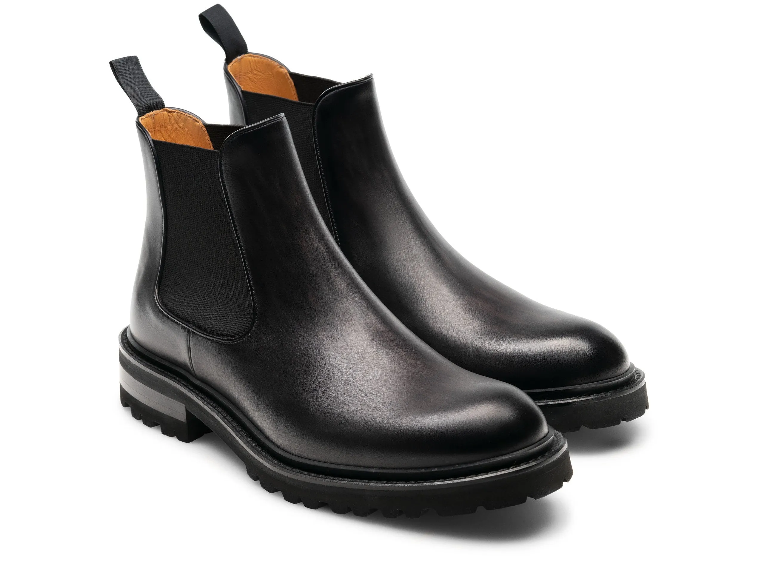 Height Increasing Black Leather Ferneto Chunky Chelsea Boots sold by Costoso Italiano product image thumbnail 2