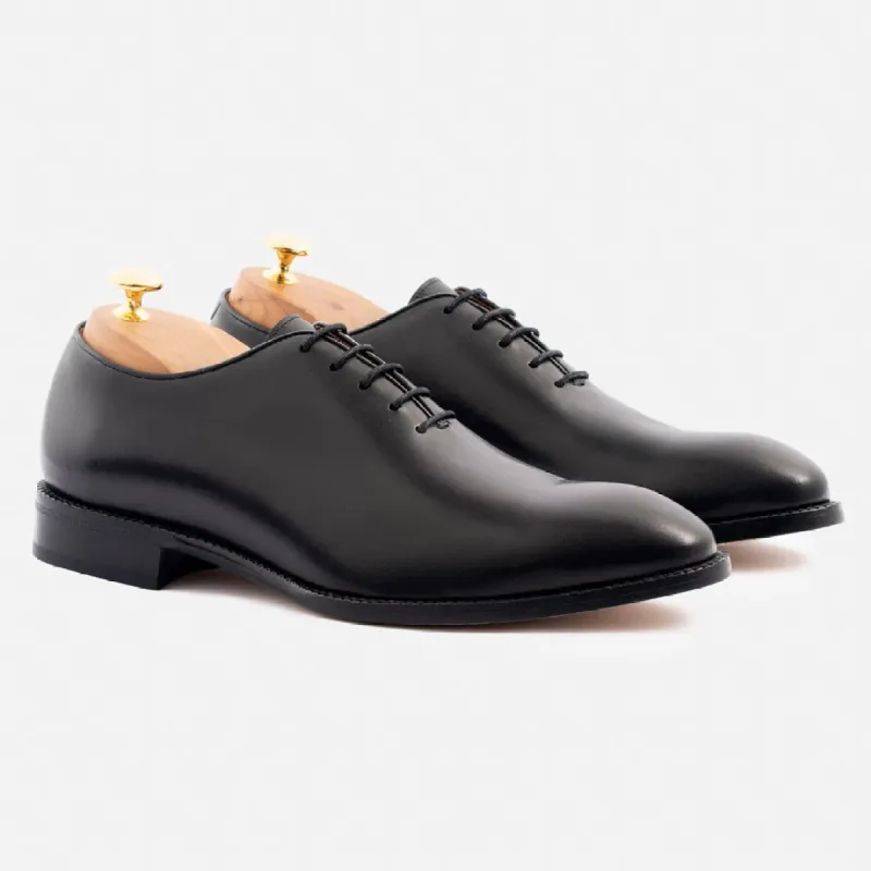 Black Leather Drayton One Cut Oxfords - Formal Shoes sold by Costoso Italiano