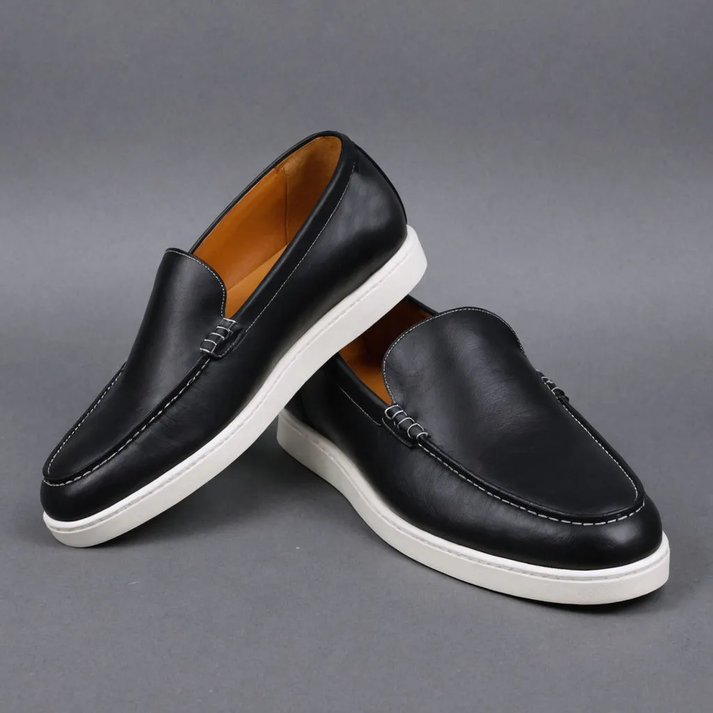 Black Leather Magnus Slip On Sneakers sold by Costoso Italiano