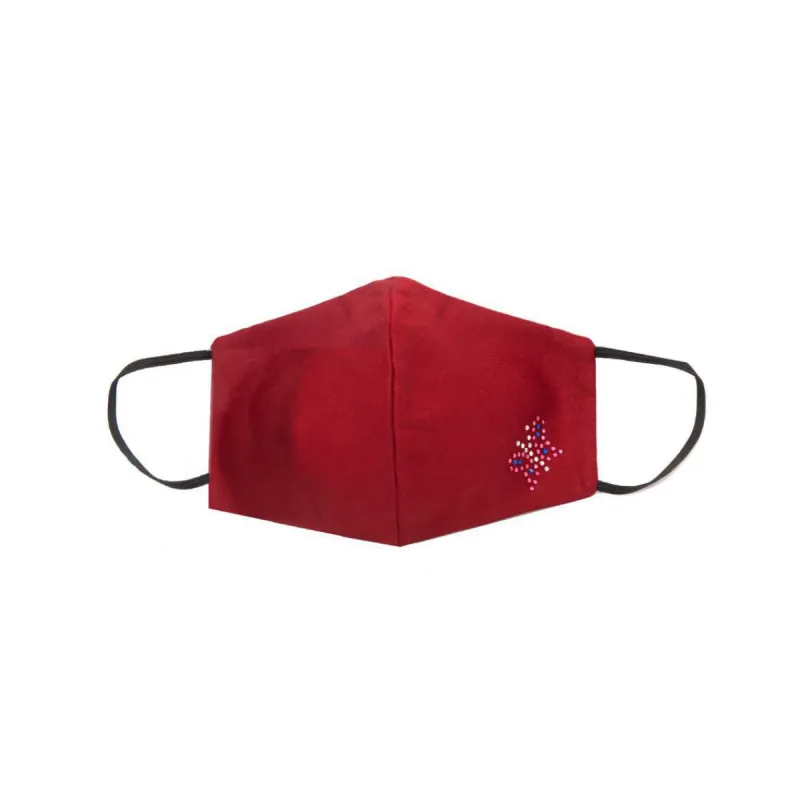Red Silk Mask with Flowers in Swarovski Crystals sold by Costoso Italiano