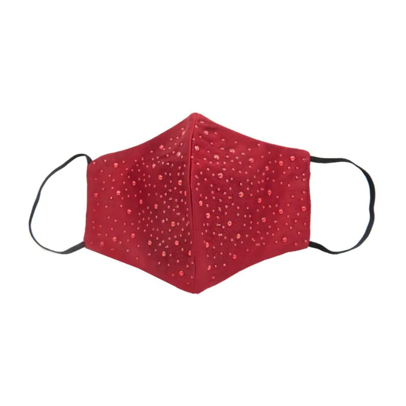 Red Silk Mask with Bubbles in Swarovski Crystals sold by Costoso Italiano