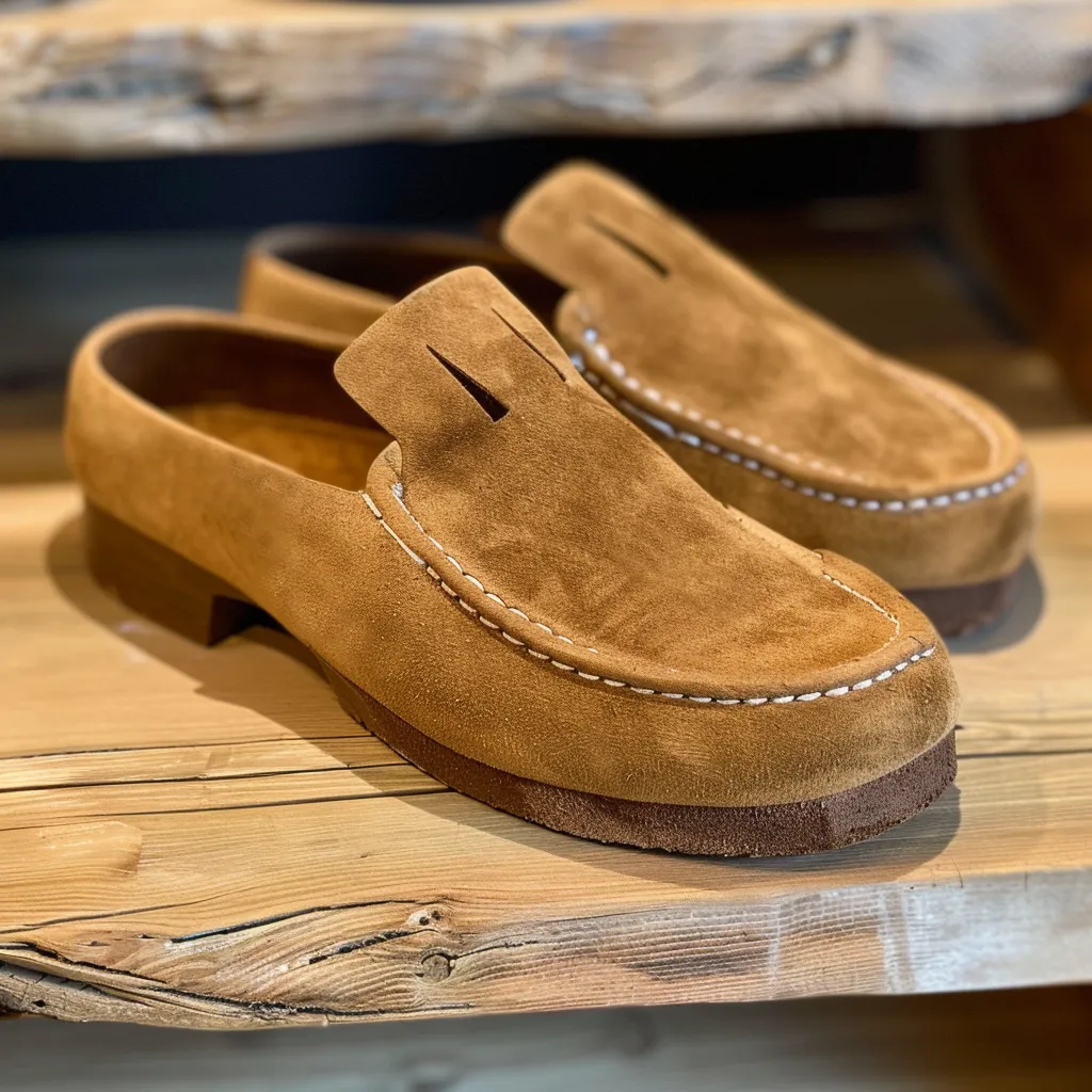 Tan Suede Leather Rustic Roam Clogs Loafer - Summer 2024 Collection sold by Costoso Italiano