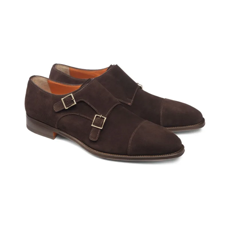 Flat Feet Shoes - Brown Suede Castle Monk Straps with Arch Support sold by Costoso Italiano